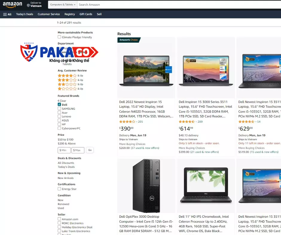 Mua laptop cũ tại Mỹ trên web Amazon